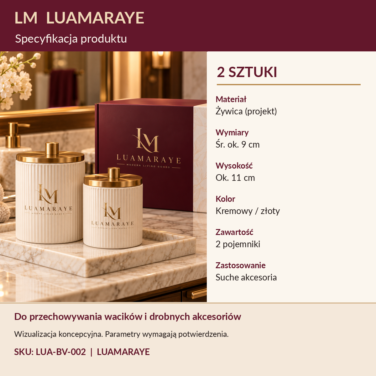Luamaraye Zestaw pojemników łazienkowych – 2 sztuki