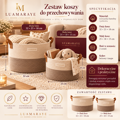 Luamaraye Zestaw koszy do przechowywania – 2 sztuki