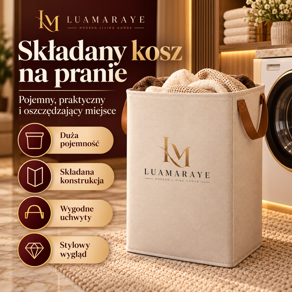 Luamaraye Składany kosz na pranie