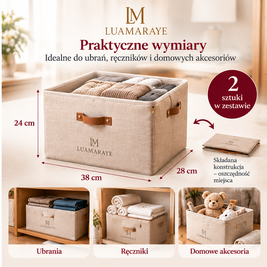 Luamaraye Składane pojemniki do szafy – 2 sztuki
