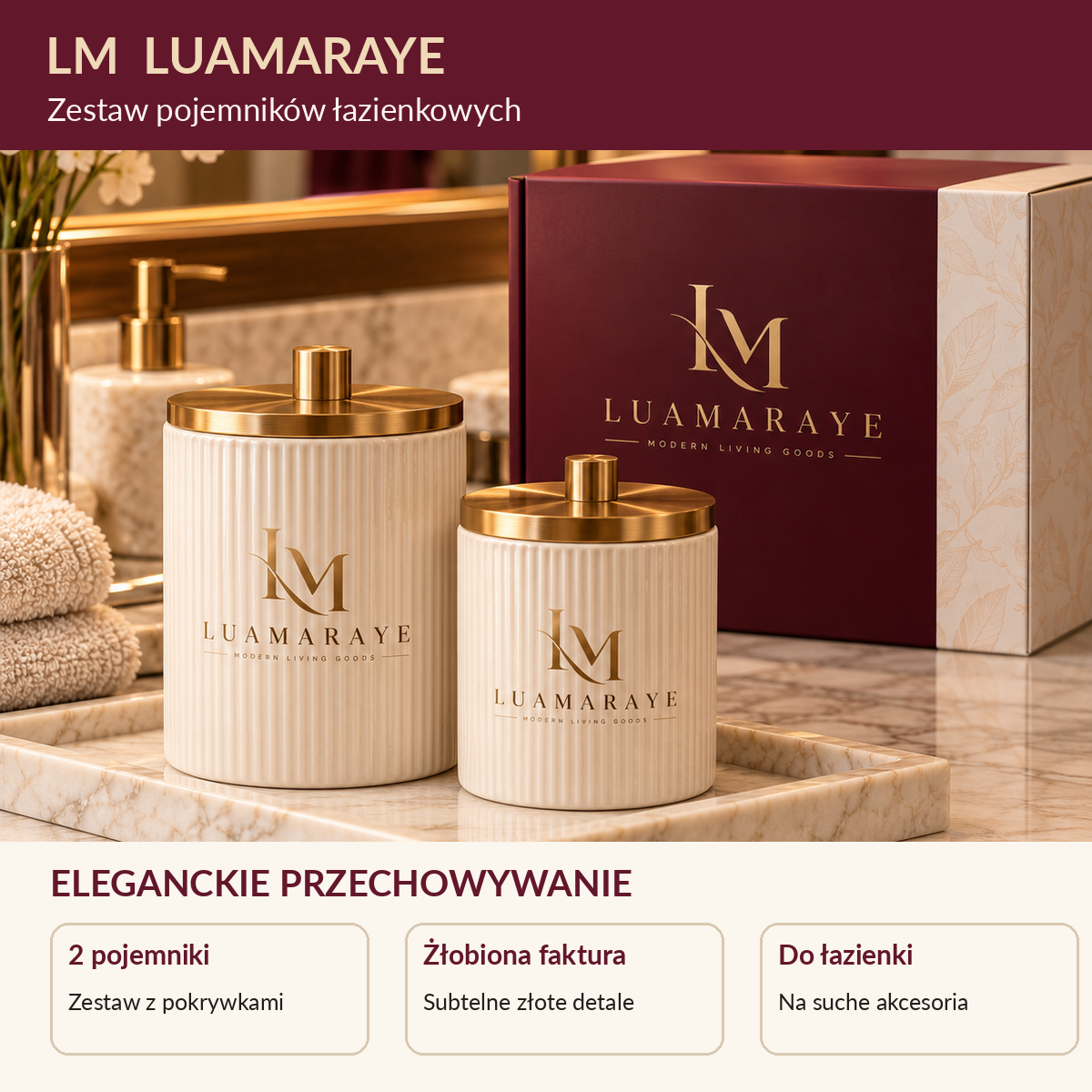 Luamaraye Zestaw pojemników łazienkowych – 2 sztuki