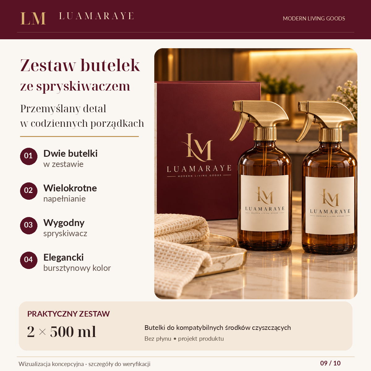 Luamaraye Zestaw butelek ze spryskiwaczem – 2 sztuki