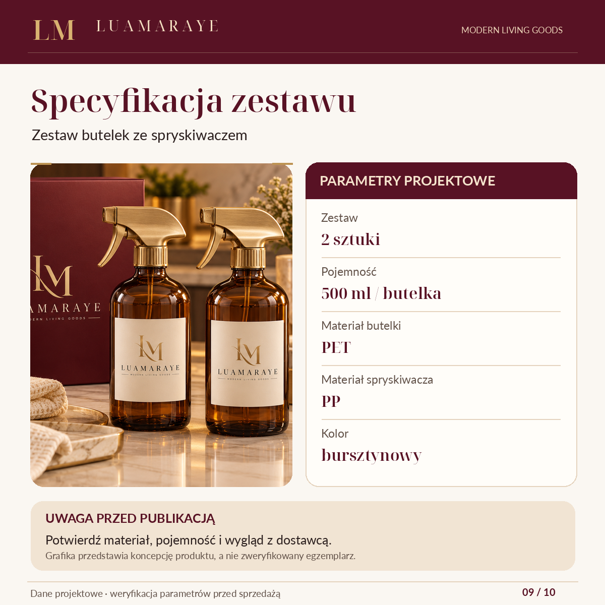 Luamaraye Zestaw butelek ze spryskiwaczem – 2 sztuki